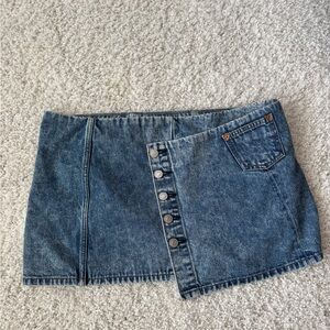 Re/Done Denim Button-Front Skirt